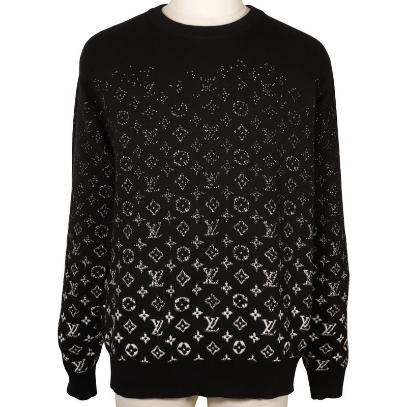 Louis Vuitton Monogram Gradient Rm232q USO Hkn44w Cotton Black Men's Sweater