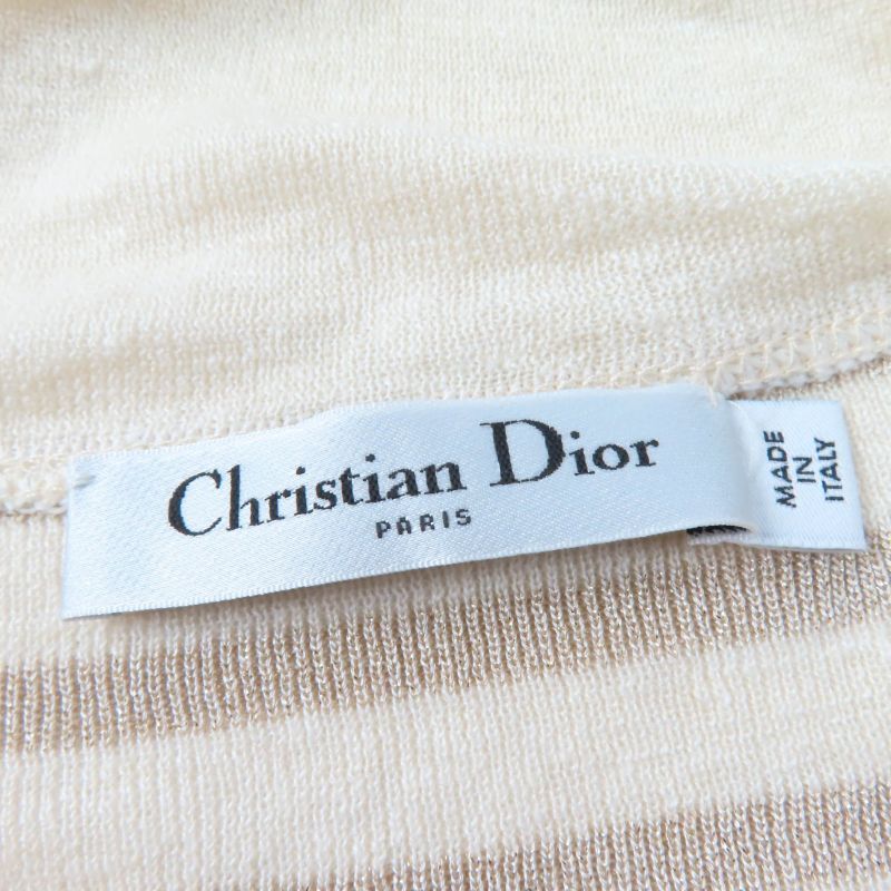 Christian DIOR 214s27am903 Linen Cashmere Silk Blend Striped Sailor Collar Knit