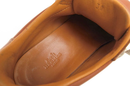 Hermes Shoes Sneakers Shoes Low Cut Ladies Women Leather Genuine Brown Quick H