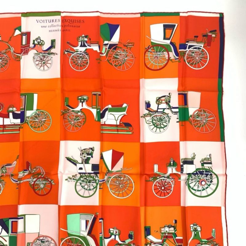 Hermes Carre 90 Voitures Exquises Elaborate Carriage Scarf 100% Silk