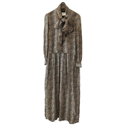 Celine 19aw Leopard Dress Ribbonette Cles Opal Dress 2r399450f Beige 36