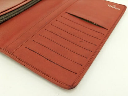 Chanel Bifold Long Wallet Mademoiselle Coco Mark Leather Orange