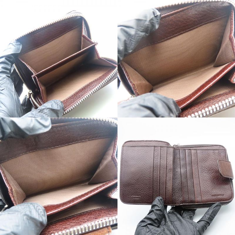 Prada Bifold Wallet 1m0522 Leather Cacao Brown Silver Hardware Compact Round