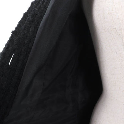 CHANEL P46625v28631 Wool Tweed Coat With Coco Mark Buttons Black 34 Made In