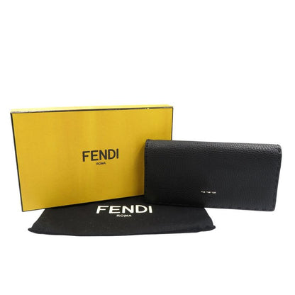 Fendi Selleria 7m0186 Calf Silver Hardware Black Bifold Long Wallet 1380 Fendi