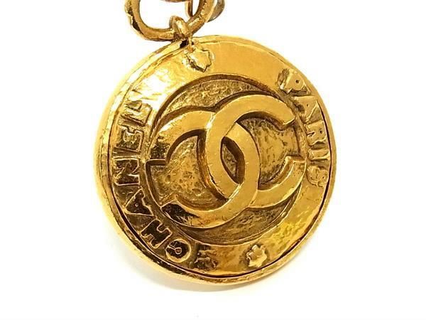 Chanel Coco Mark 2 8 Mirror Necklace Pendant Accessories Women's Gold Fc9058