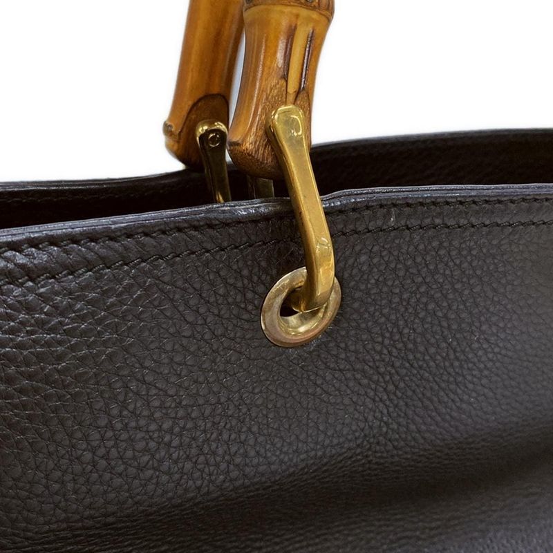 Gucci Bamboo Shopper Tote Bag 323660 Black Leather