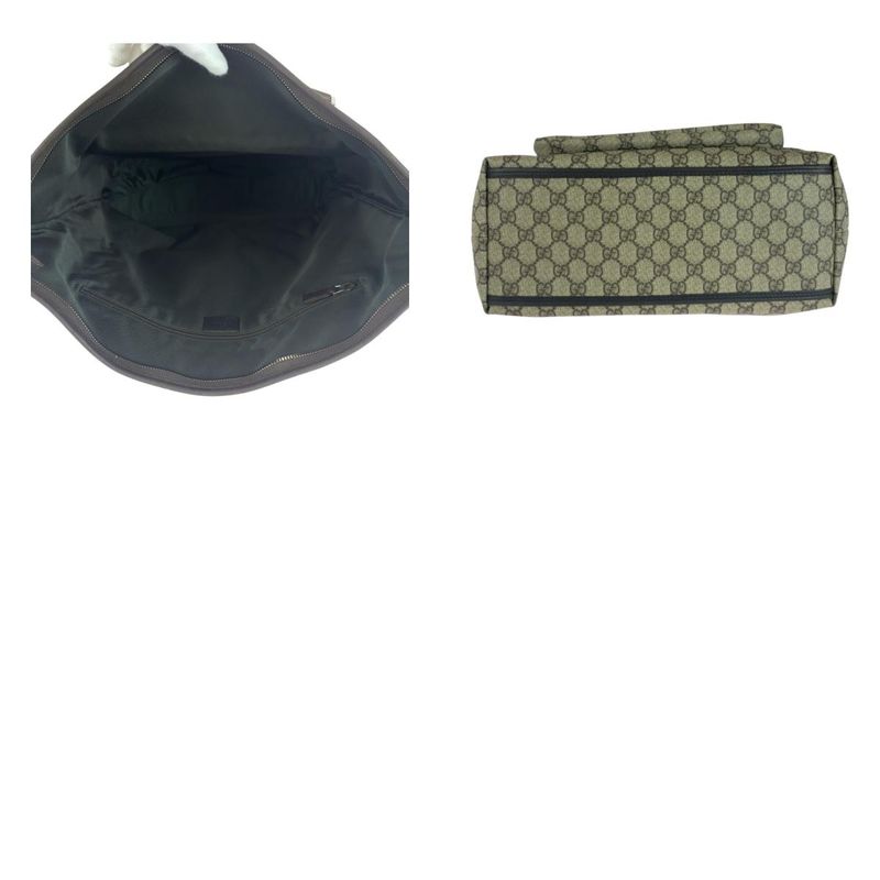 Gucci Beige Brown Silver Hardware GG Supreme Canvas 108832 Tote Bag Shoulder