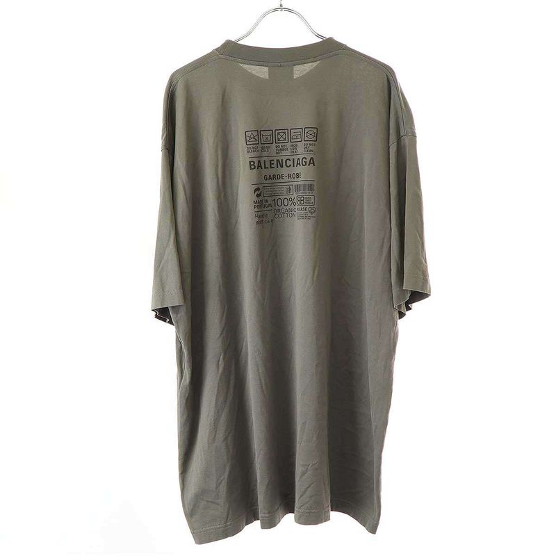 Balenciaga 23ss Care Label Medium Fit T-Shirt 724514 Tnvl9 Khaki M