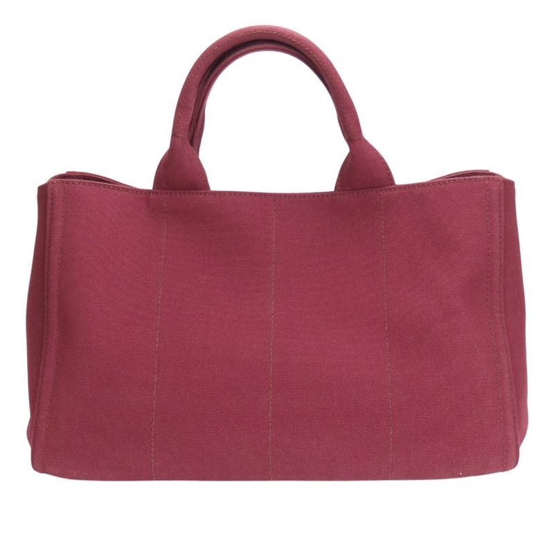 Prada Tote Bag Canapa B2642o Studded Canvas Amaranto Wine Red Gold Hardware