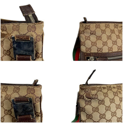 Gucci Shoulder Bag Sherry Line GG Canvas Brown Tricolor Crossbody Bag