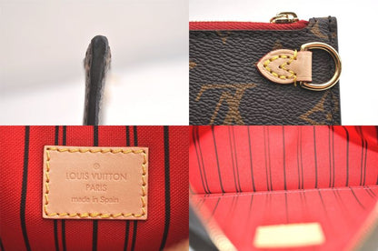 Louis Vuitton Monogram Neverfull GM Pouch Wallet Clutch Bag Red 3393n