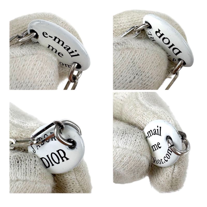 Christian DIOR J'adore E-mail Me Plate Necklace White Silver Color Accessories