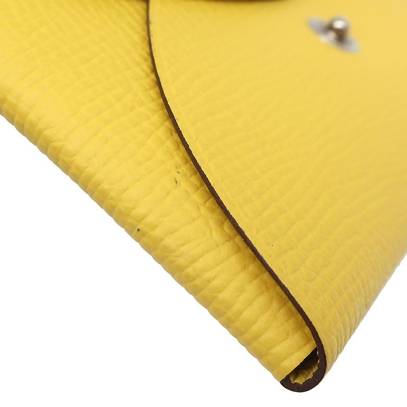 Hermes Card Case Calvi Duo Vaux Epson Jeanne Naples Silver Hardware Yellow U