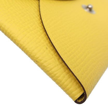 Hermes Card Case Calvi Duo Vaux Epson Jeanne Naples Silver Hardware Yellow U