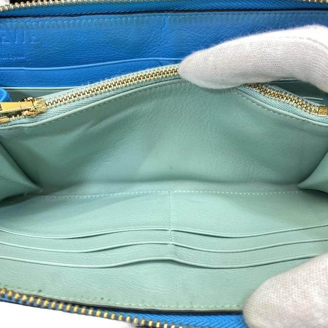 Loewe Wallet Long Wallet Round Zipper Anagram Leather Sky Blue Mint
