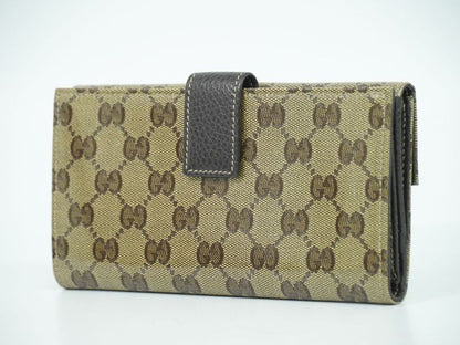 Authentic Gucci GG Crystal Long Wallet Long Wallet Coated Canvas Beige Brown