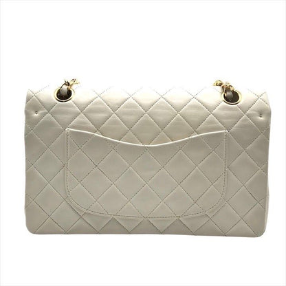 Chanel Lambskin Double Flap Chain Shoulder Bag White