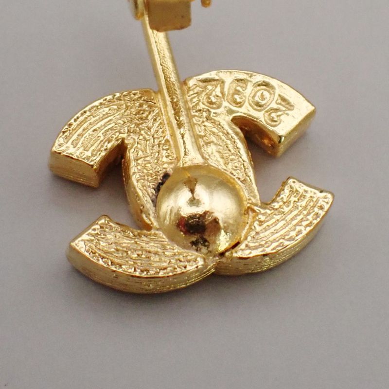 Chanel Ear Ring Coco Mark Gold One Side 63bs144