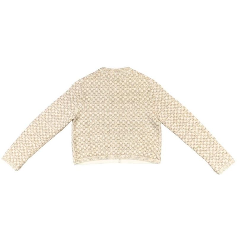 Chanel Knit Cardigan P75778k 10873 Nr135 23b White Gold 40 Size Chanel