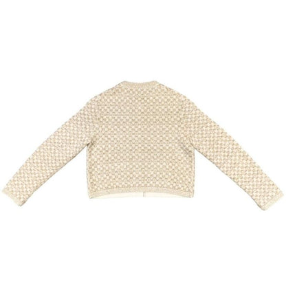 Chanel Knit Cardigan P75778k 10873 Nr135 23b White Gold 40 Size Chanel