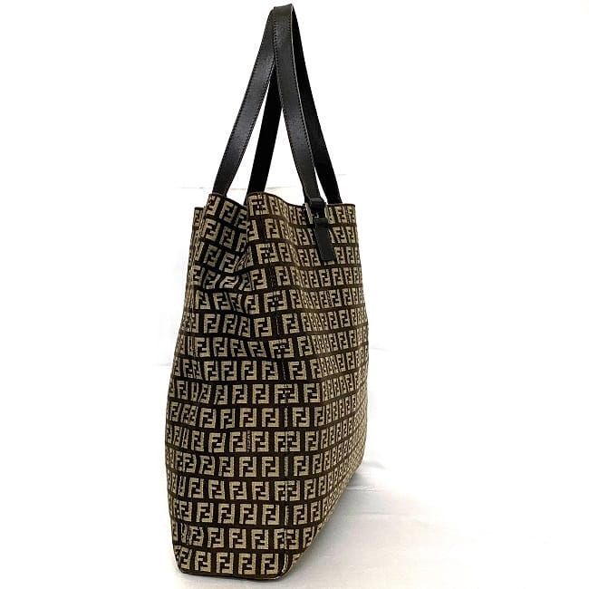 Fendi Tote Bag Brown Beige Zucchino 8bh068 Excellent Condition