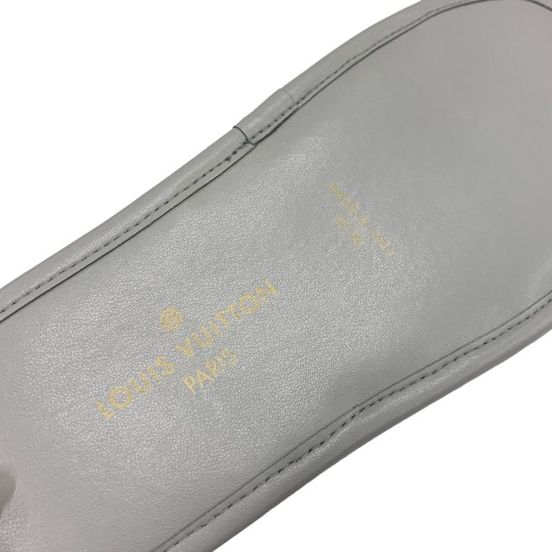 Louis Vuitton Homey Line Monogram Flat Shoes Satin Gray Unused Slippers Room