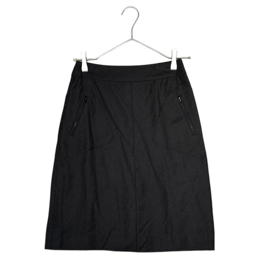 Chanel 03aw Wool Cashmere Silk Coco Mark Side Zip Skirt with Pockets Wool