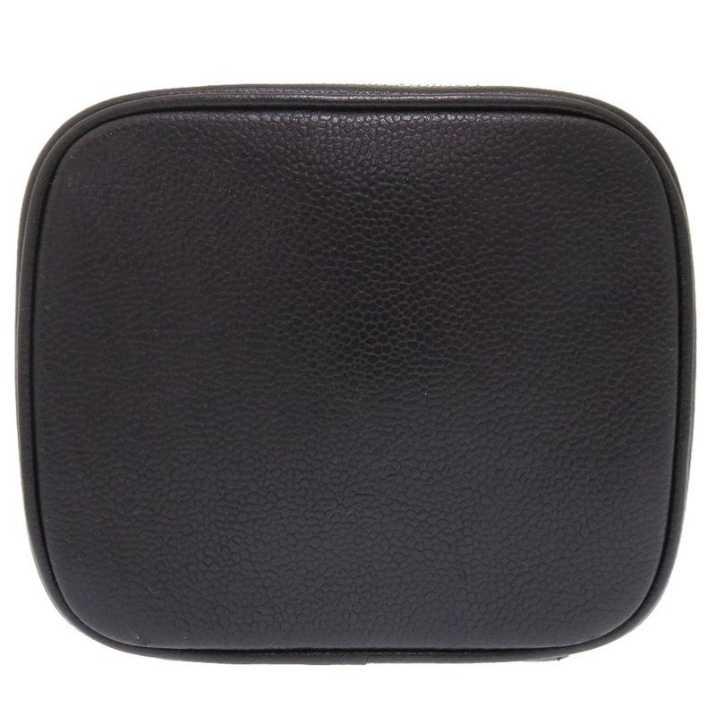 Chanel Caviar Skin Black #4 Coco Mark Vintage Vanity Bag Handbag Vertical Shape