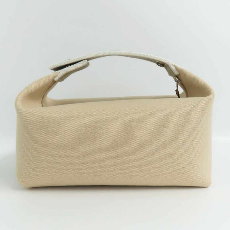 Hermes Brid A Black PM Natural Svhardware Cotton Canvas Pouch Handbag