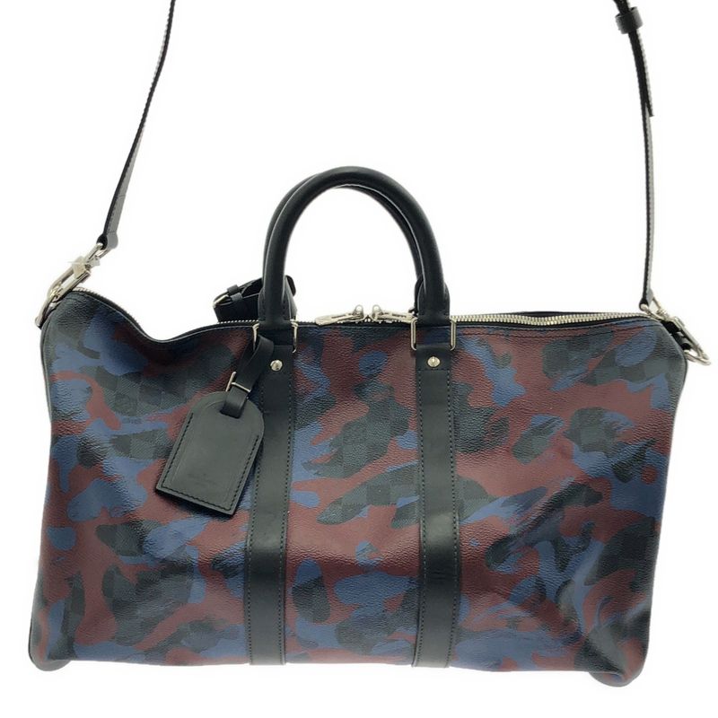 Louis Vuitton Du1176 Damier Camouflage Keepall Bandoliere 45 Boston Bag - Blue