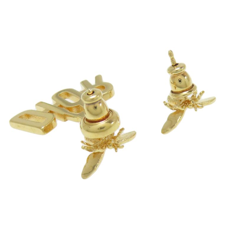 Christian DIOR Bee Motif Logo Earrings Metal Women