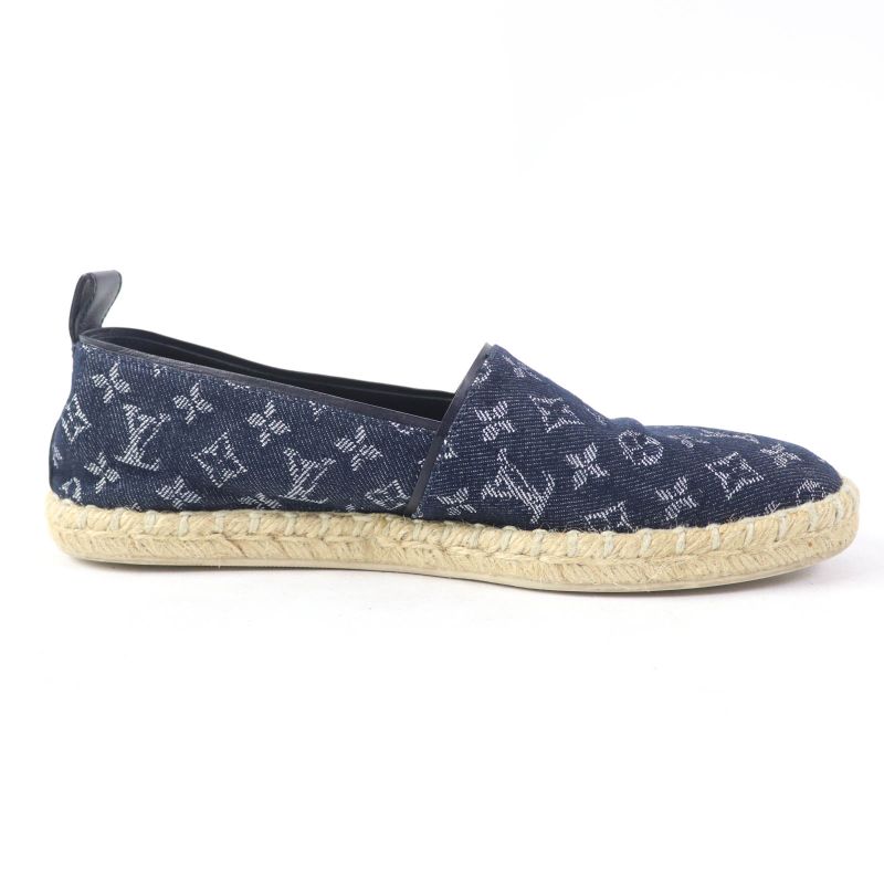 Louis Vuitton Monogram Denim Espadrille Flat Shoes Slip-on Indigo 36 Made In