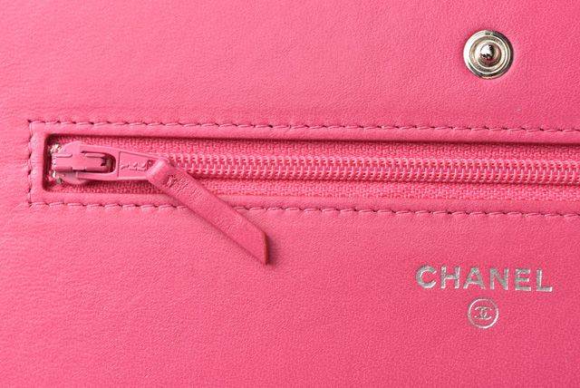 Chanel Chain Wallet Shoulder Bag Long Wallet Clutch Chanel Lambskin Pink Silver