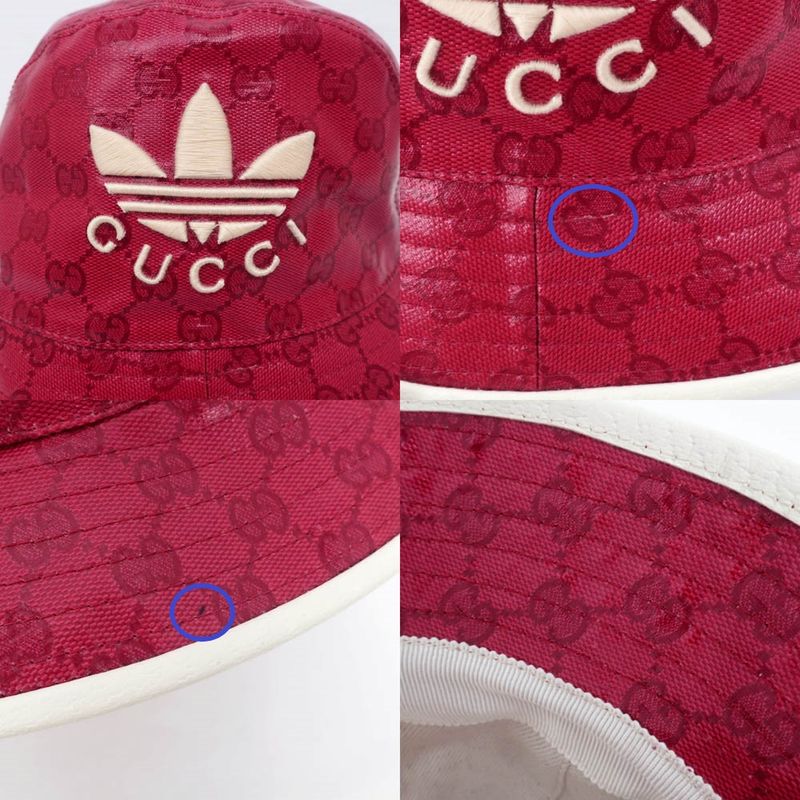 Gucci X Adidas Bucket Hat 728215 M Size 58cm (22.83in) Red Unisex