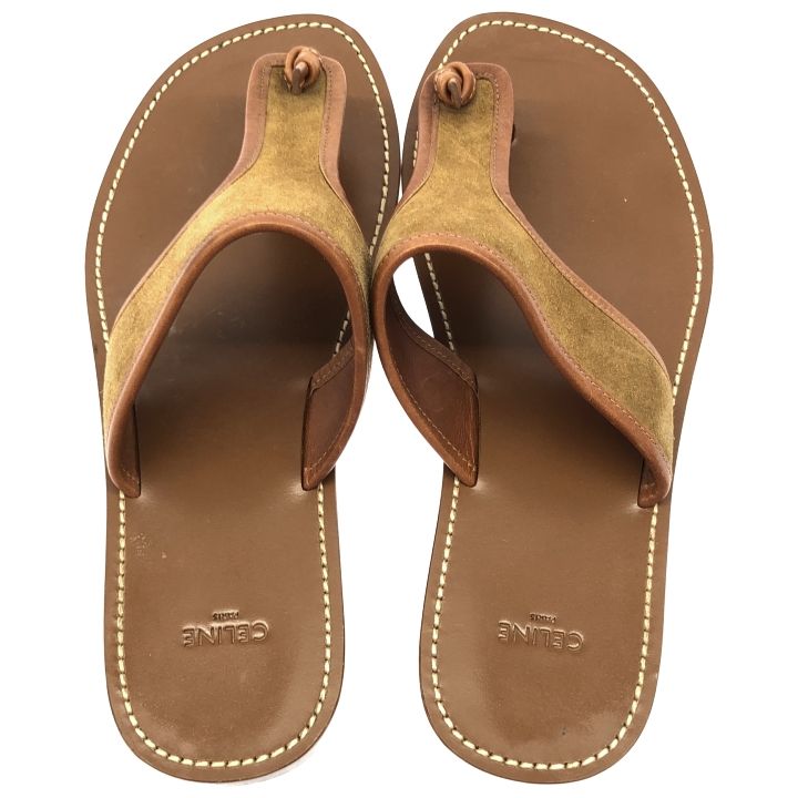 Celine Leather Sandals Men's Camel 40