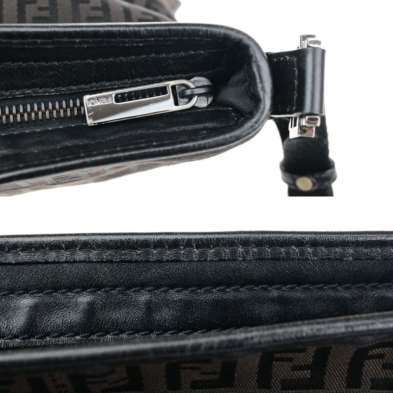 Fendi Shoulder Bag Zucca Pattern Canvas Leather Brown 32ka326
