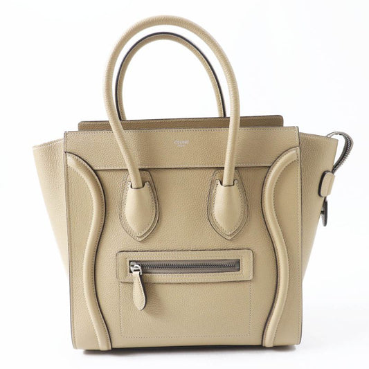 Celine 18979 Luggage Micro Shopper Dune Drummed Calfskin Handbag Storage With