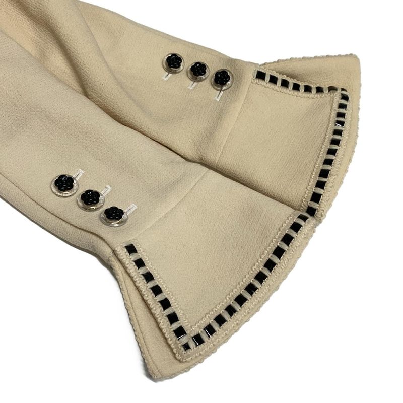 Chanel Jacket Size 34 S Women - 20770 Ivory And Black Long Sleeves / Double /