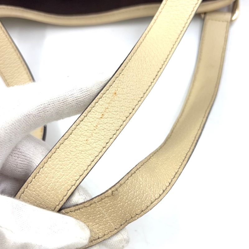 Gucci Abby GG Canvas Tote Bag Leather X Canvas Brown Shoulder Bag Gold 130736