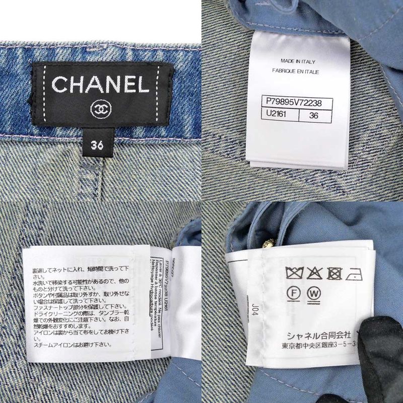 Chanel Denim Skirt P79895 Size 36 Blue Gdhardware Coco Mark Women's