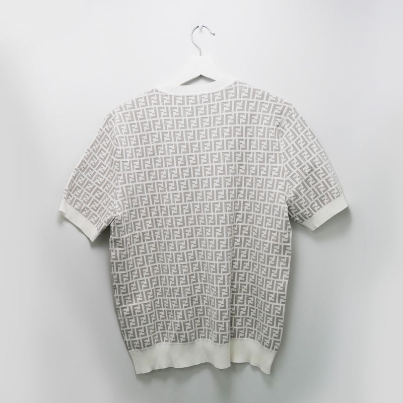 Fendi Zucca Pattern Knit T-shirt Fzy443 AKEW F1hxt 50 Size White Gray