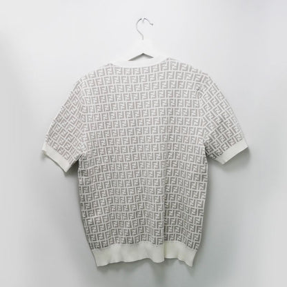 Fendi Zucca Pattern Knit T-shirt Fzy443 AKEW F1hxt 50 Size White Gray