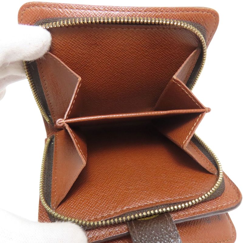 Louis Vuitton M61667 Compact Zip Folding Wallet With Coin Purse Monogram Canvas