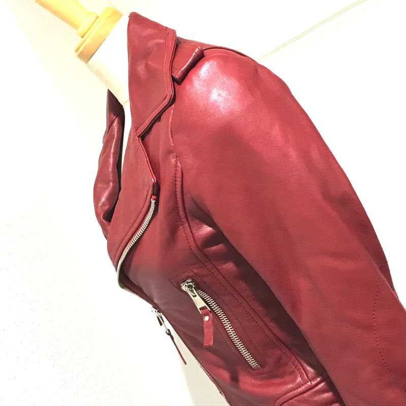 Balenciaga Riders Jacket Women's Jacket 256302 Leather Red