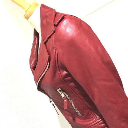 Balenciaga Riders Jacket Women's Jacket 256302 Leather Red