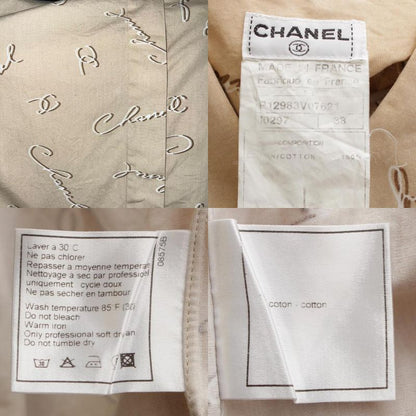 Chanel 98P Cotton Written Logo Coco Mark Cropped Short Sleeved Shirt Top P12983