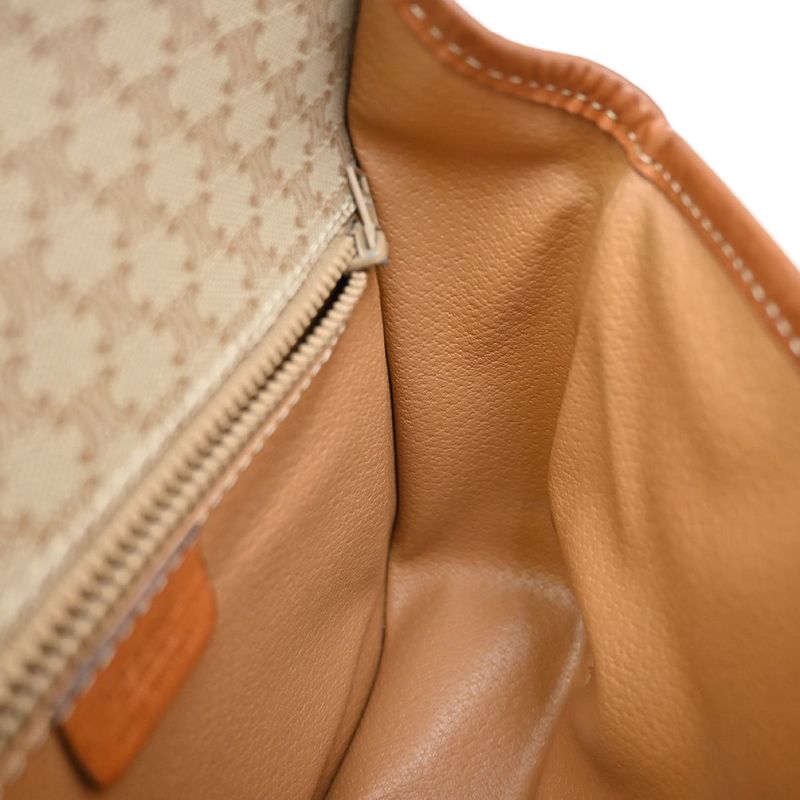 Celine Shoulder Bag Macadam Pattern Beige Leather 30ka807