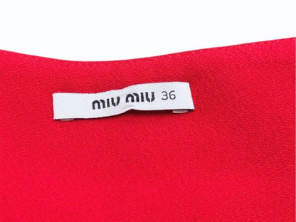 Miu Miu Bijou Pocket Flare Skirt Rayon Acetate Rhinestone Red 4 36 — view 8