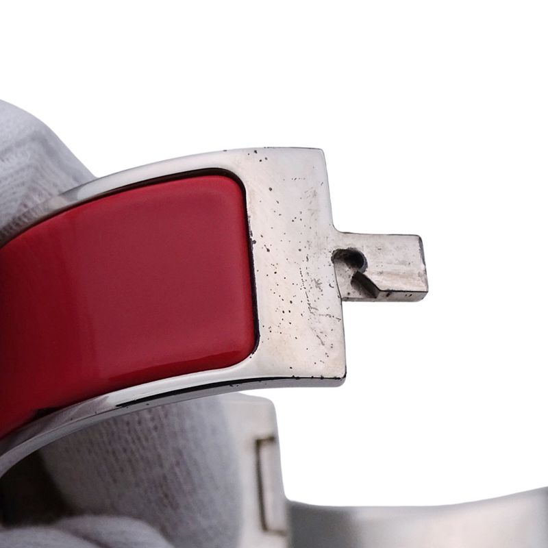 Hermes Bangle Women's Brand Click Classic H GP Silver Red Classy Fashionable E